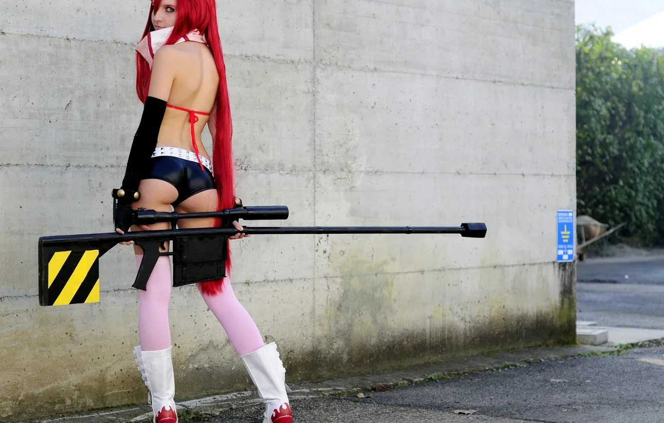 Photo wallpaper girl, sniper, rifle