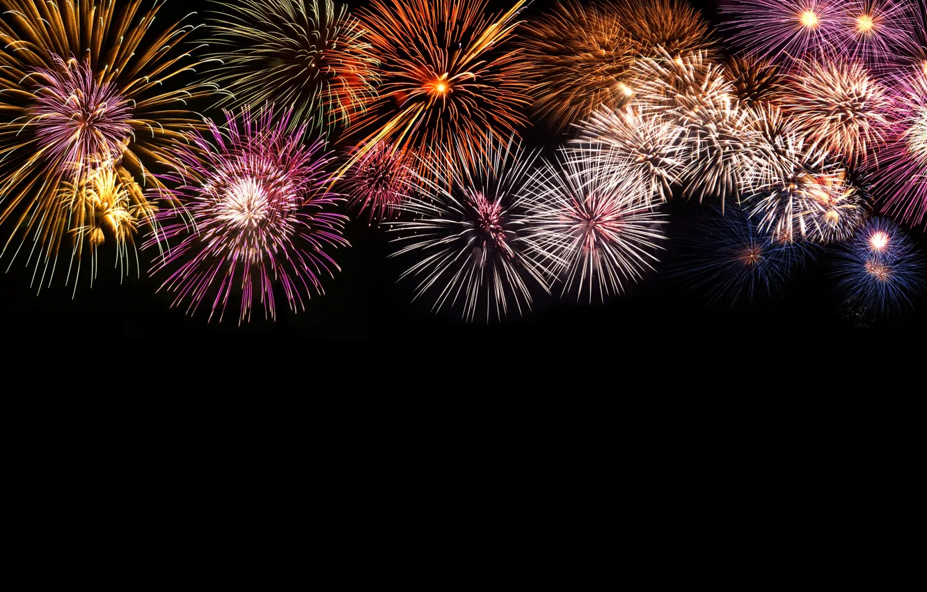 Photo wallpaper salute, colorful, New Year, fireworks, new year, happy, night, fireworks
