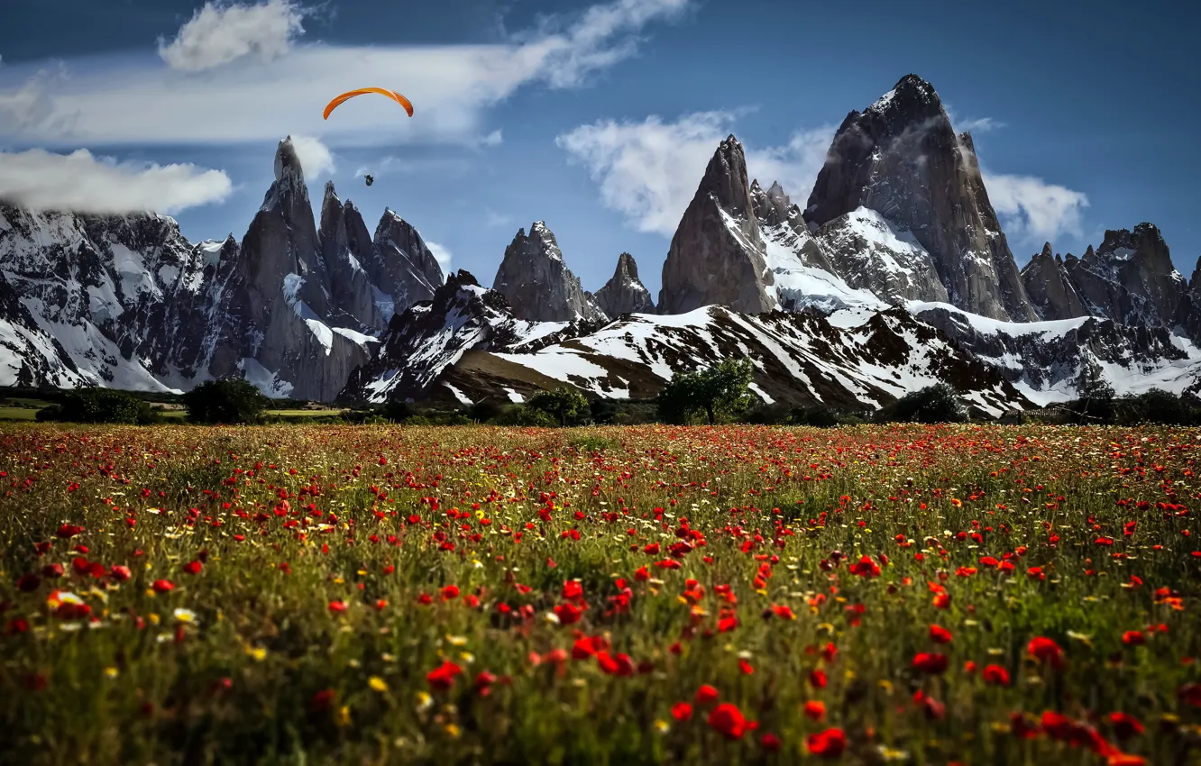 Photo wallpaper landscape, mountains, sport