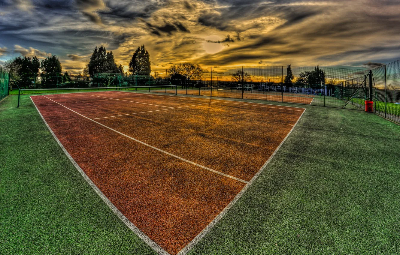 Photo wallpaper sunset, sport, court
