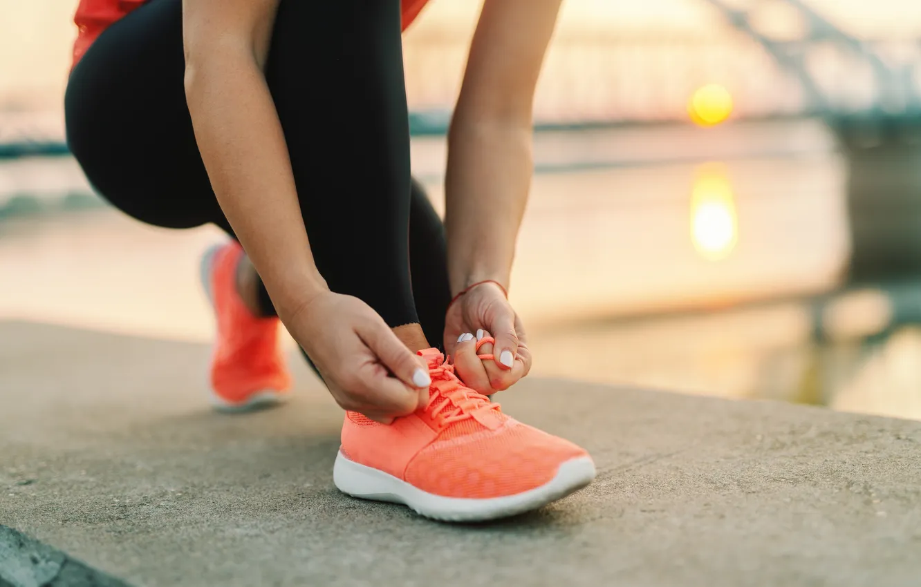 Photo wallpaper women, sneakers, outdoor physical activity