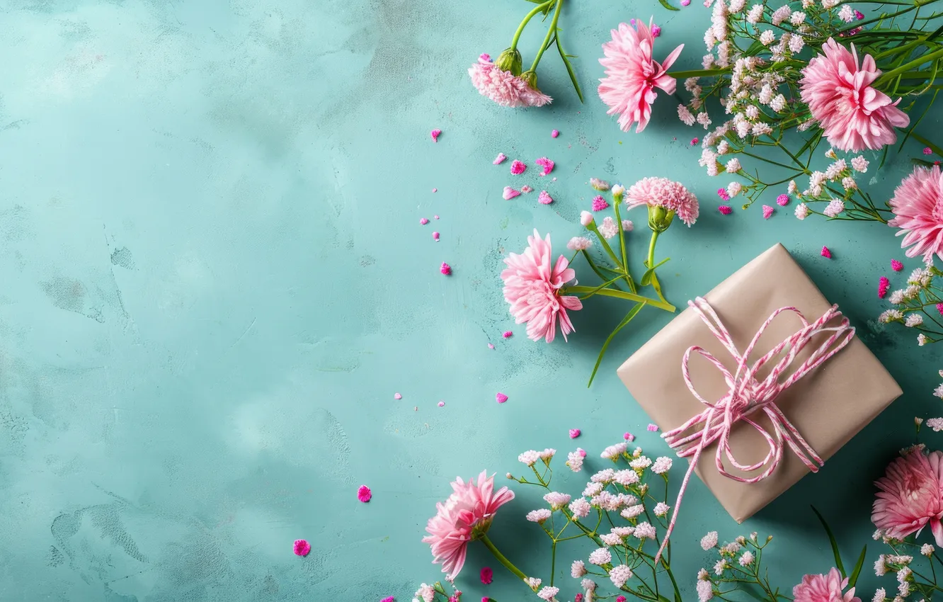 Photo wallpaper flowers, holiday, bouquet, spring, tulips, March 8, AI art, universal holiday background