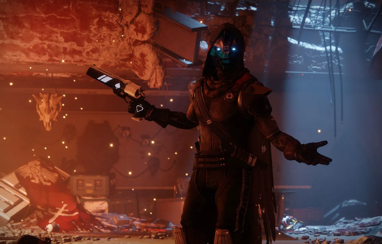 Photo wallpaper gun, game, armor, weapon, suit, hood, Destiny, Destiny 2