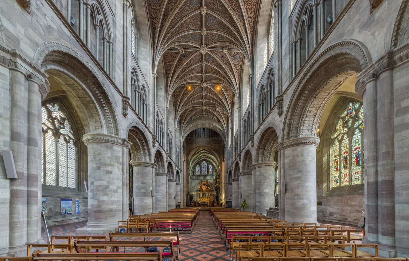Photo wallpaper interior, Herefordshire, UK, Diliff, Hereford Cathedral Nave