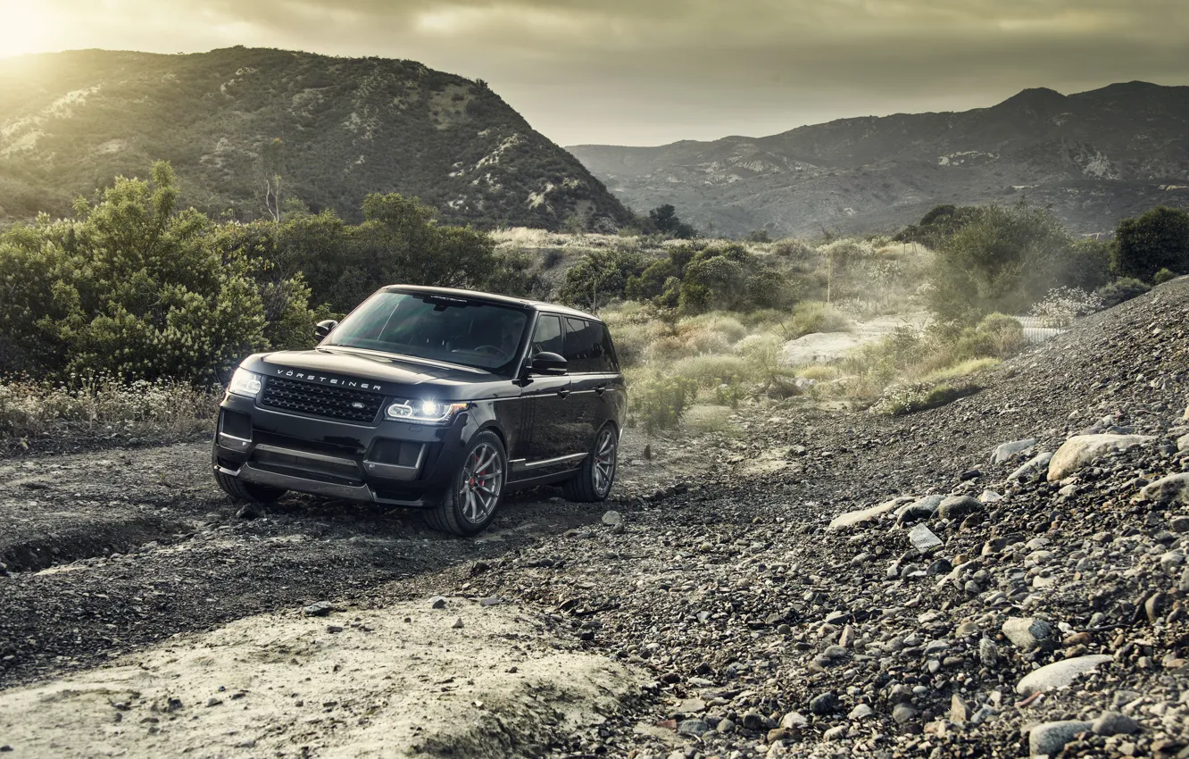 Photo wallpaper Mountains, Black, Land Rover, Range Rover, Vorsteiner, Metallic, 2014-16