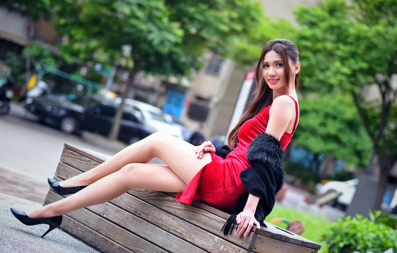 Photo wallpaper look, pose, model, portrait, makeup, figure, dress, hairstyle