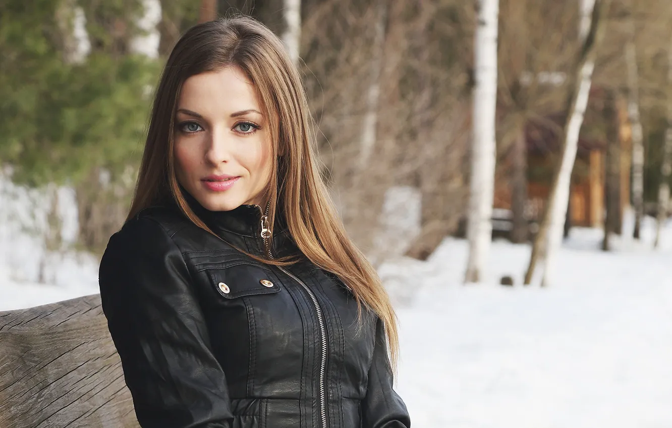 Photo wallpaper look, girl, jacket, jacket, outdoors