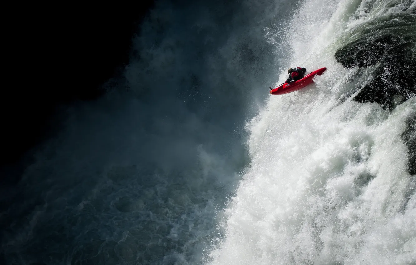 Photo wallpaper river, sport, waterfall, extreme, alloy, kayak