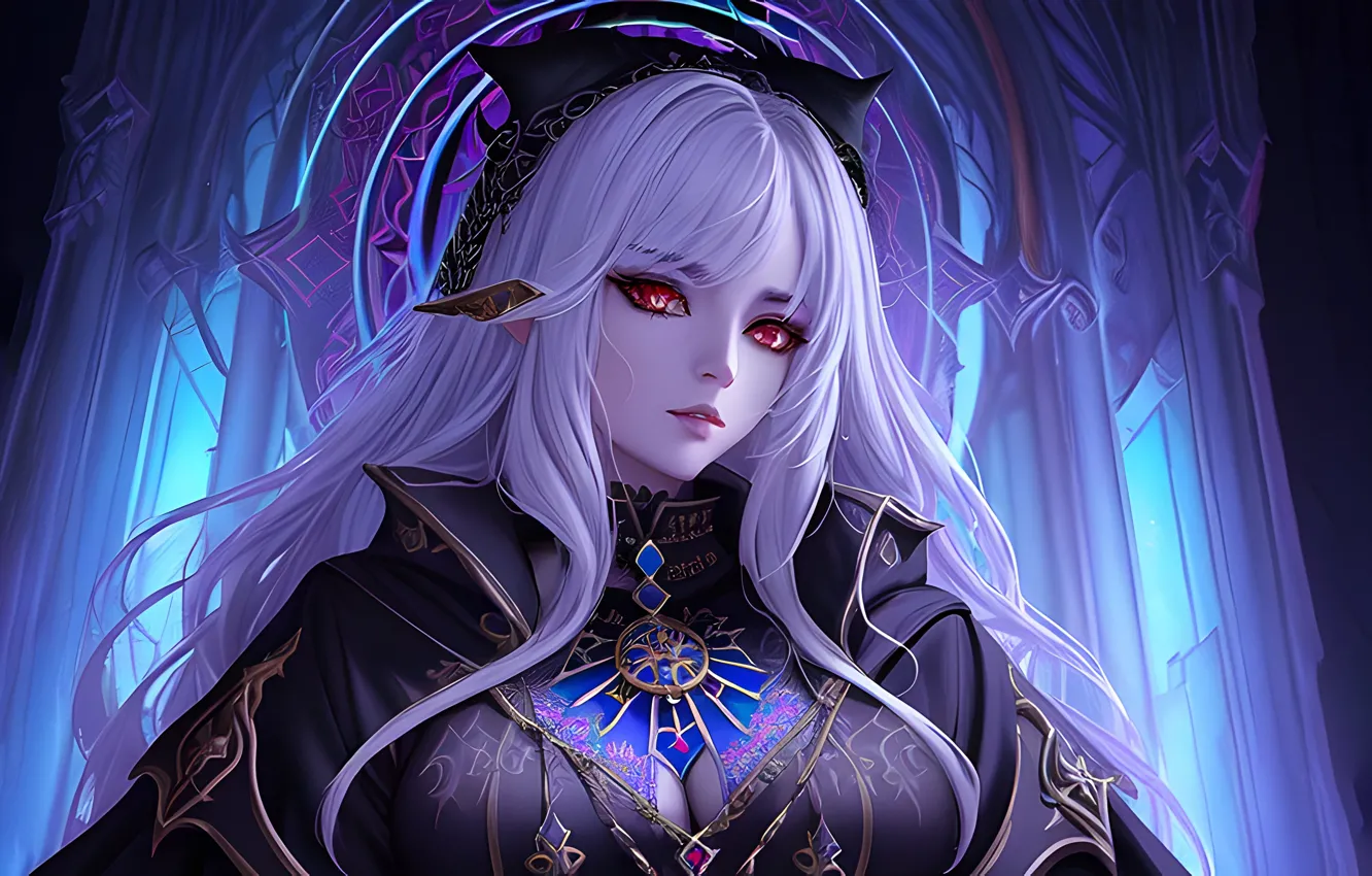 Photo wallpaper decoration, pattern, outfit, neckline, beautiful girl, blonde hair, AI art, Stable Diffusion