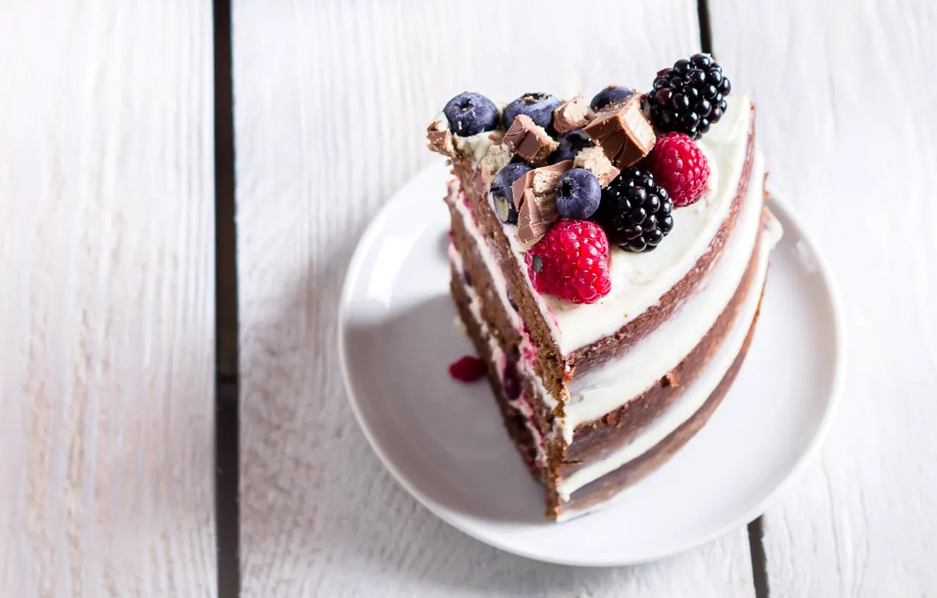 Photo wallpaper berries, cake, cream, dessert