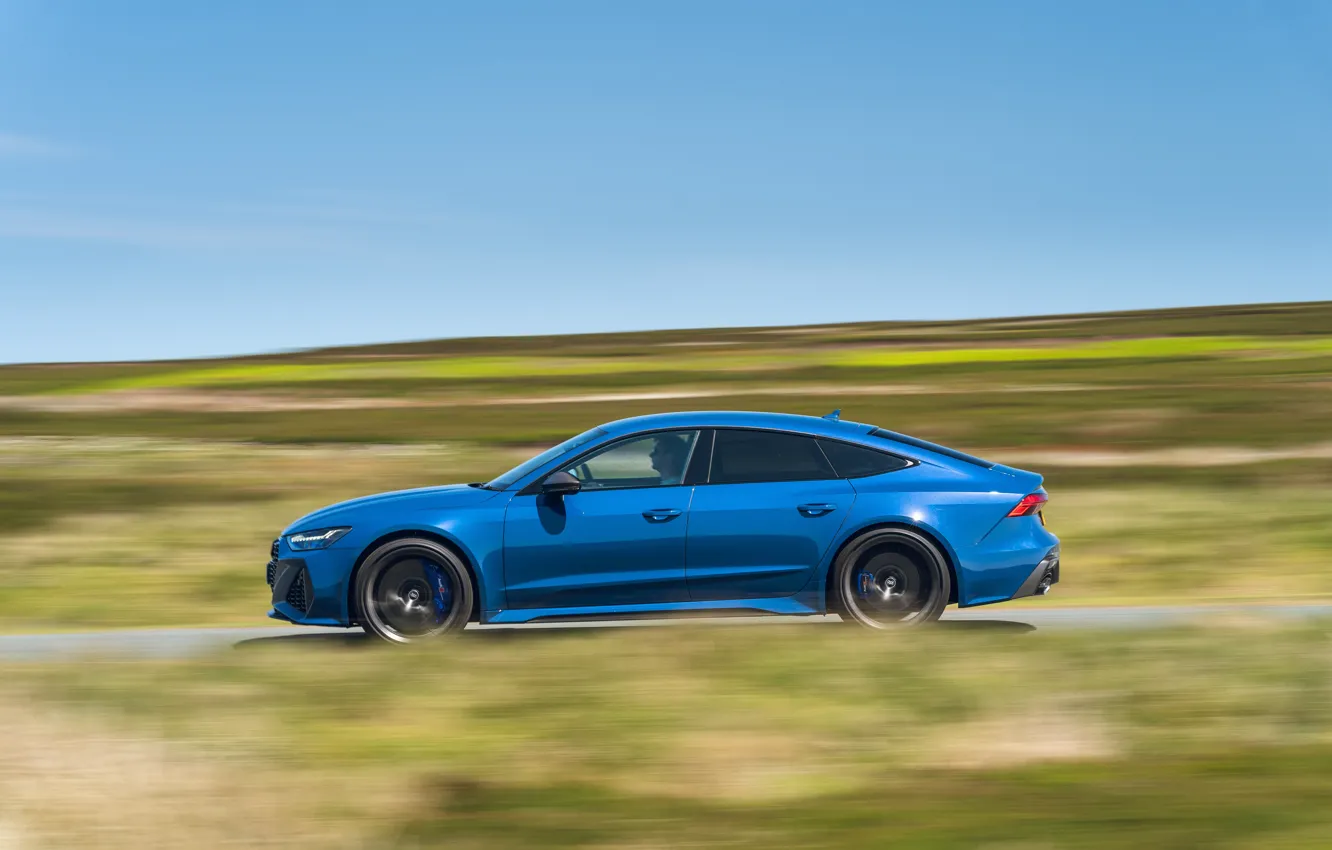 Photo wallpaper Audi, blue, RS 7, side view, Audi RS7 Sportback Performance