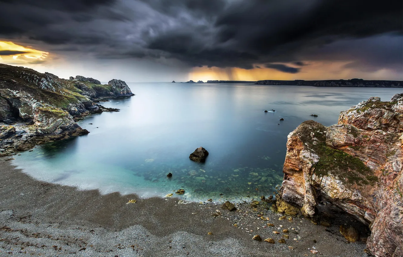 Photo wallpaper sea, beach, rocks, shore, Bay