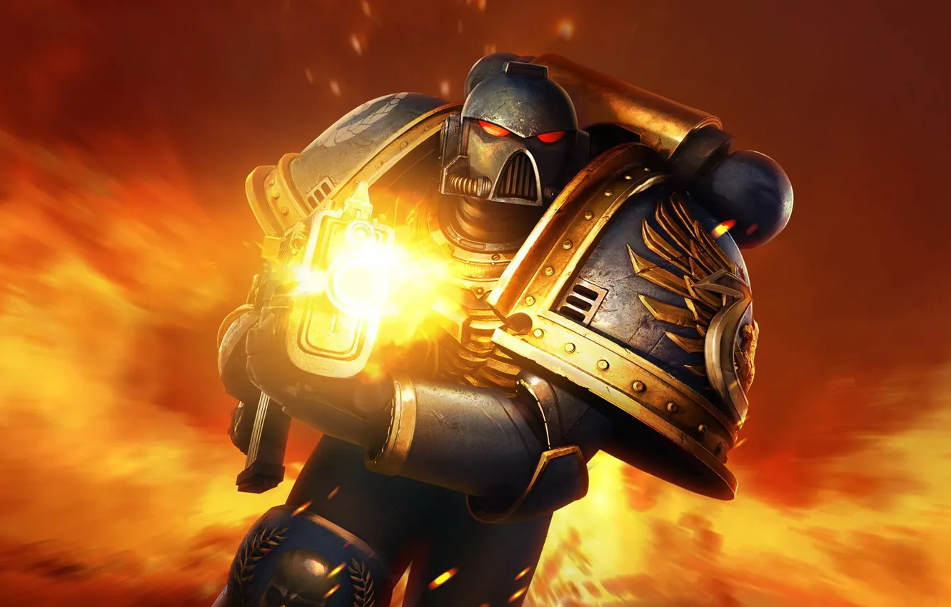 Photo wallpaper armor, warhammer 40k, bolter, space Marines, Ultramarines