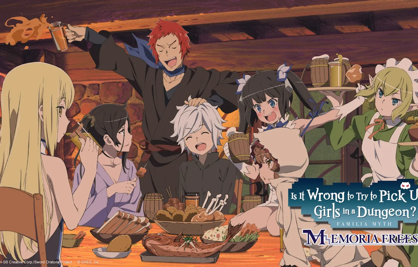 Photo wallpaper characters, tavern, Danmachi