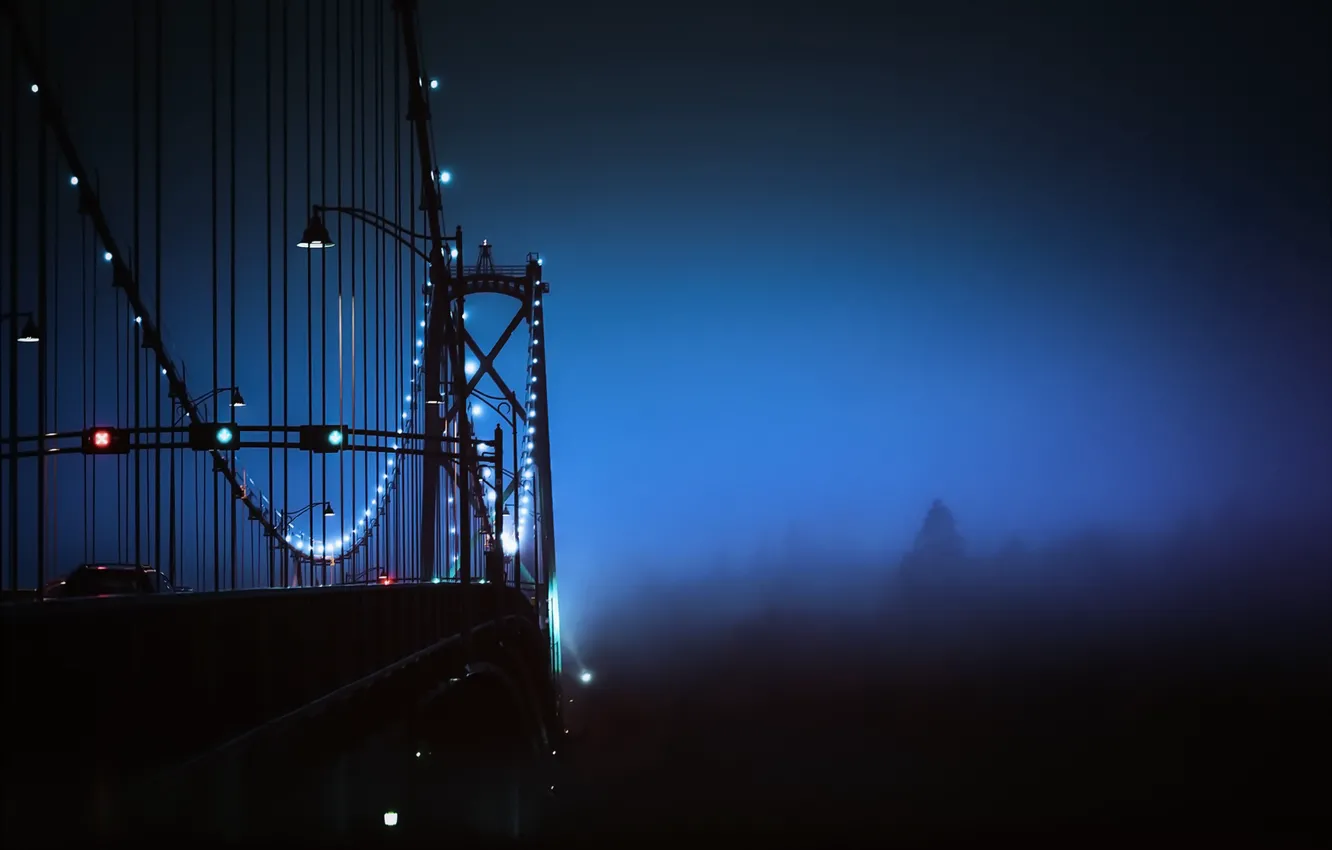 Photo wallpaper Vancouver, Dark Crossing, Night Fog