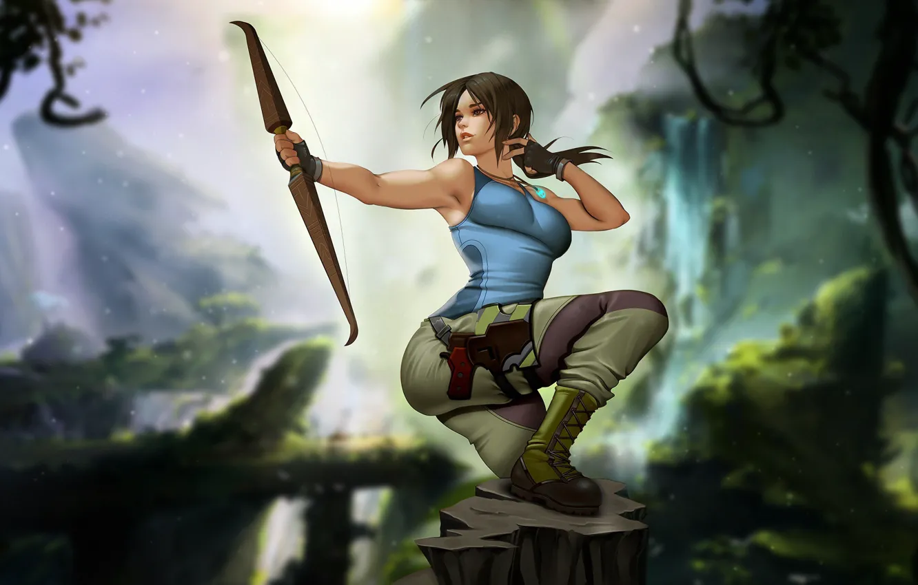 Photo wallpaper Girl, Figure, Tomb Raider, Art, Beauty, Sexy, Figure, Lara Croft