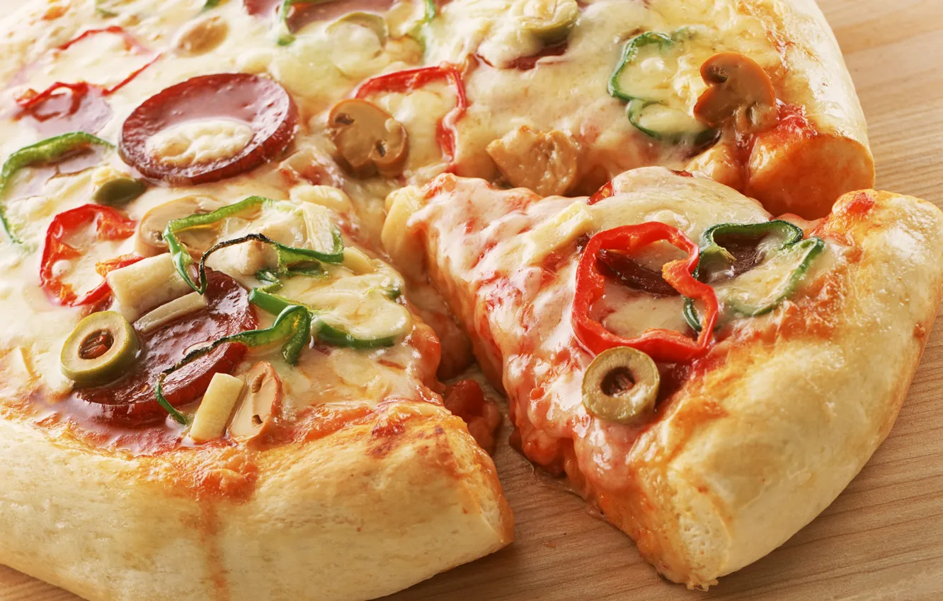 Photo wallpaper food, vegetables, pizza