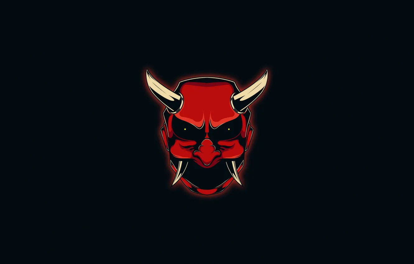 Photo wallpaper style, background, minimalism, mask, art, horns, the devil, horns