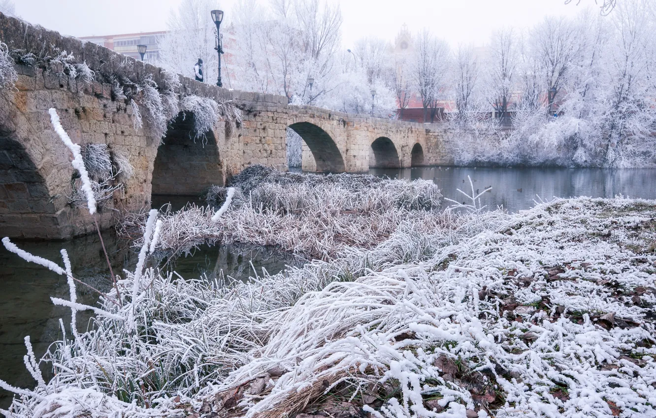 Photo wallpaper winter, the city, Castile and León, Palencia