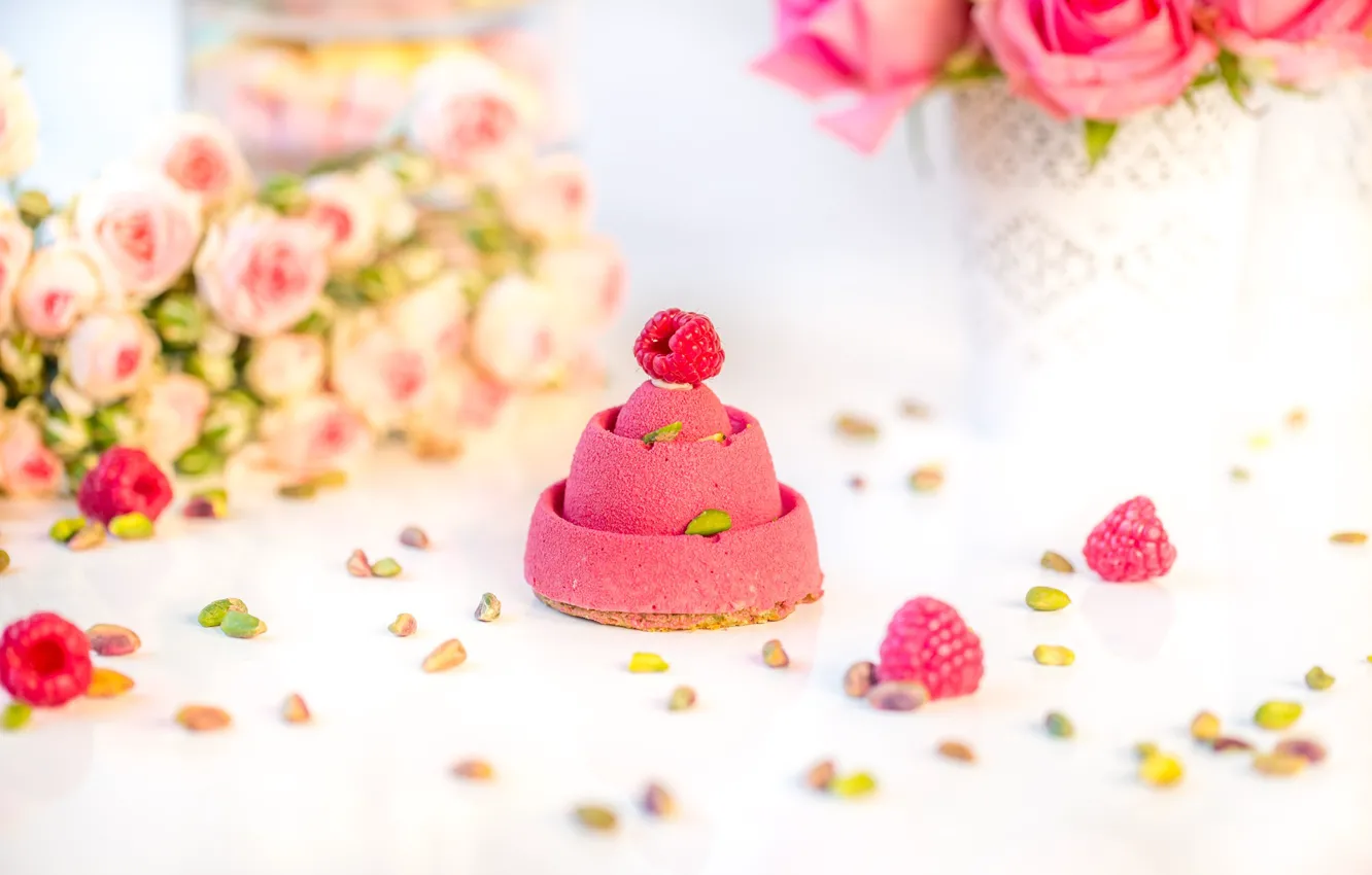 Rose And Raspberry Background Wallpaper raspberry, roses, cake for mobile and desktop, section еда ...