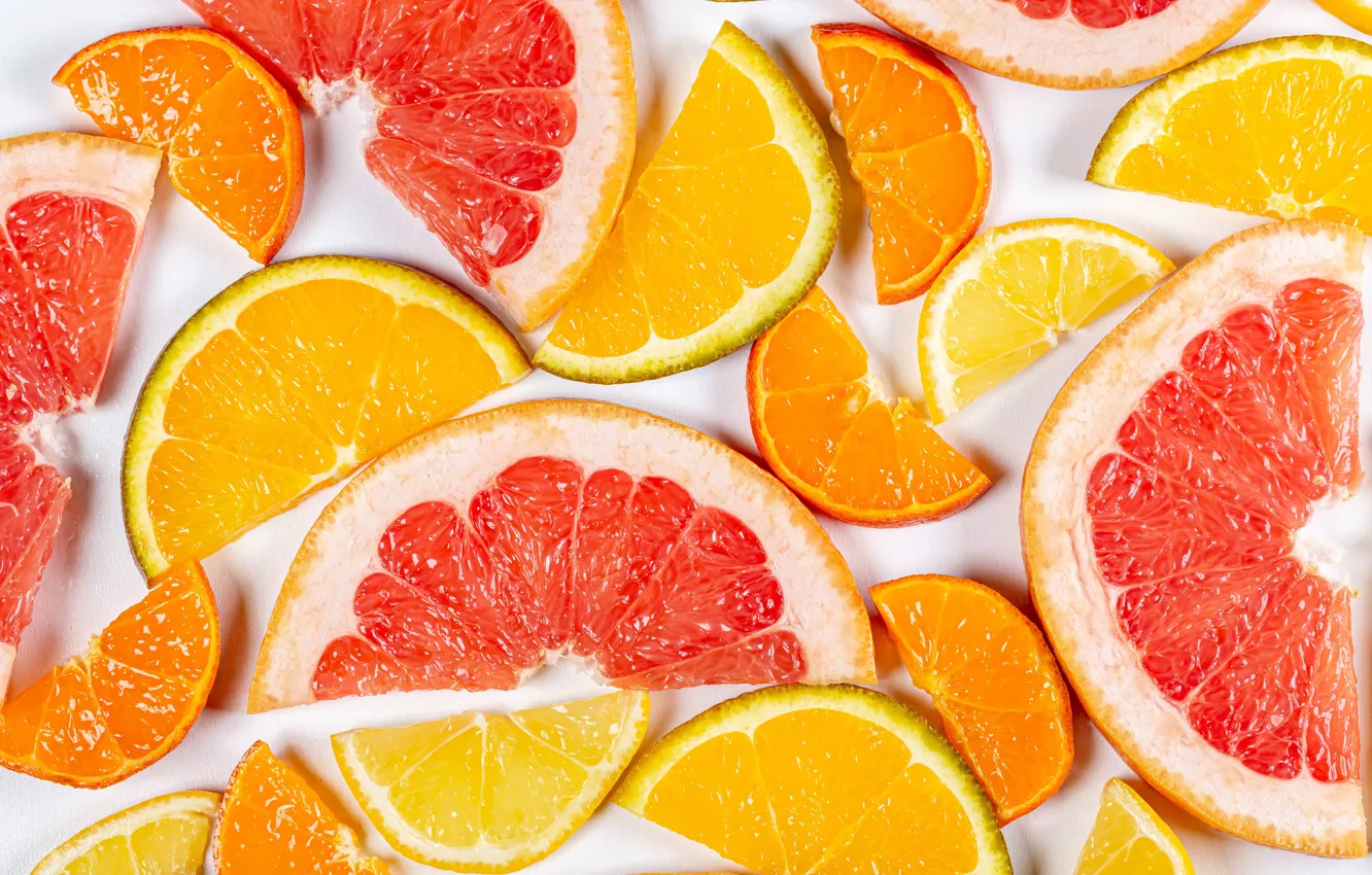Photo wallpaper macro, citrus, slices