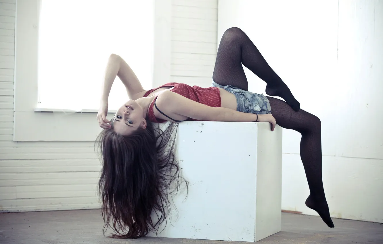 Photo wallpaper look, girl, light, face, photo, room, Wallpaper, hair