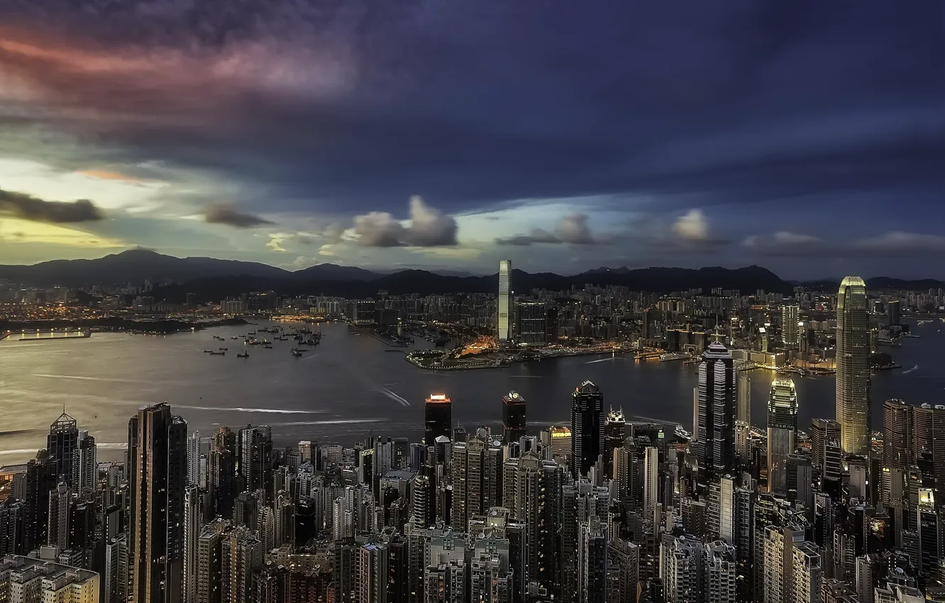Photo wallpaper sunset, Hong Kong, Causeway Bay