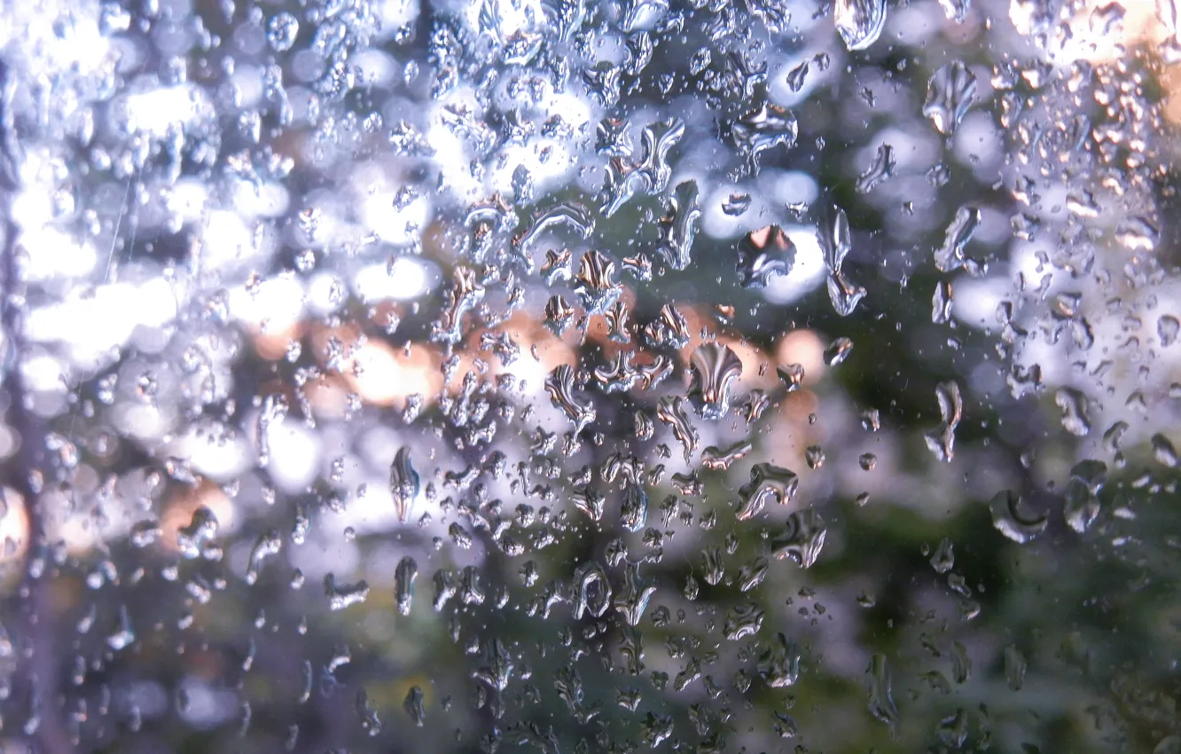 Photo wallpaper drops, the city, rain, Wallpaper, the evening, window, widescreen, background