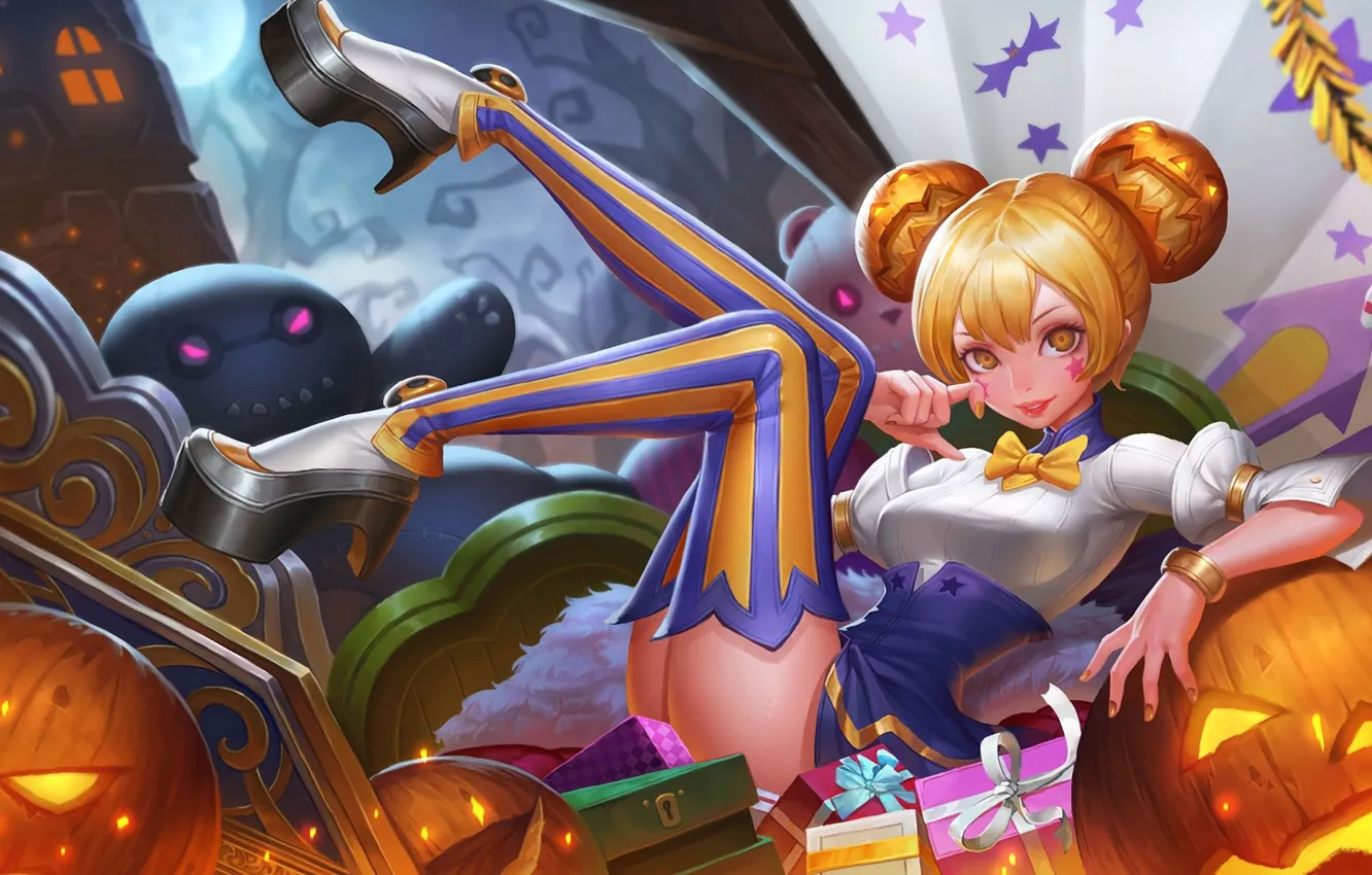 Photo wallpaper girl, the game, stockings, pumpkin, Halloween, King of Glory, The king of glory