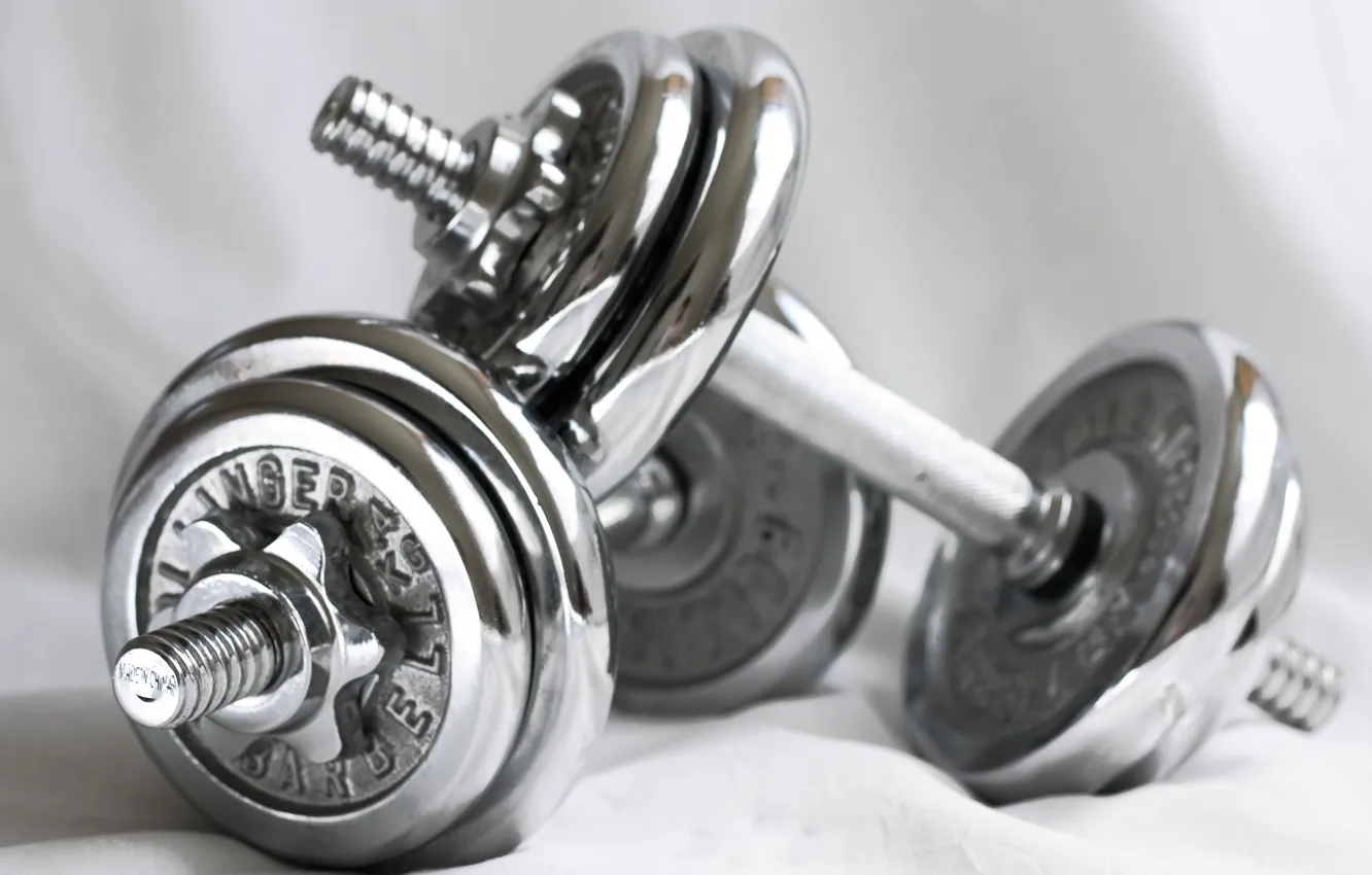 Photo wallpaper metal, fitness, gym, dumbbell