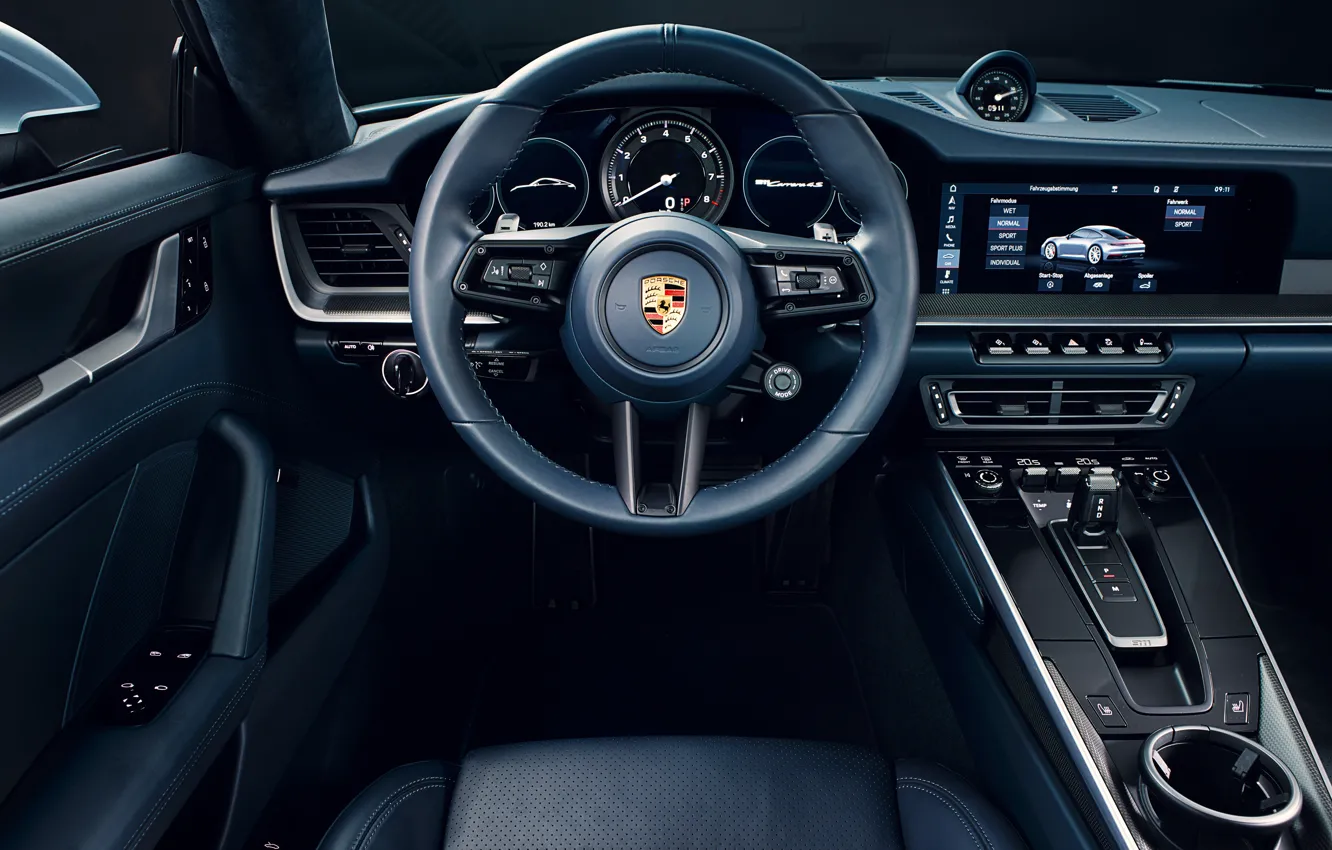 Photo wallpaper 911, Porsche, the wheel, salon, Carrera 4S, 2019