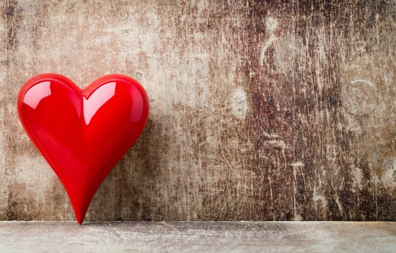 Photo wallpaper love, heart, red, love, heart, wood, romantic