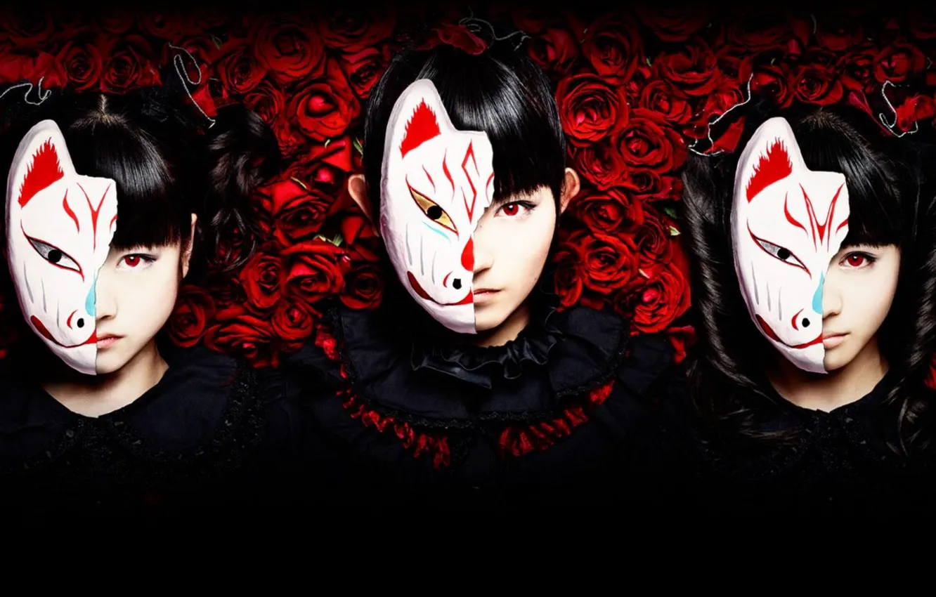 Photo wallpaper kawaii, music, metal, red, rock, rose, flower, fox
