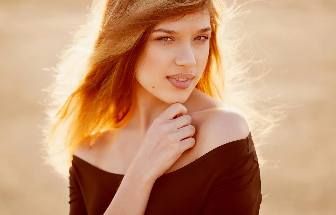 Photo wallpaper portrait, lighting, redhead