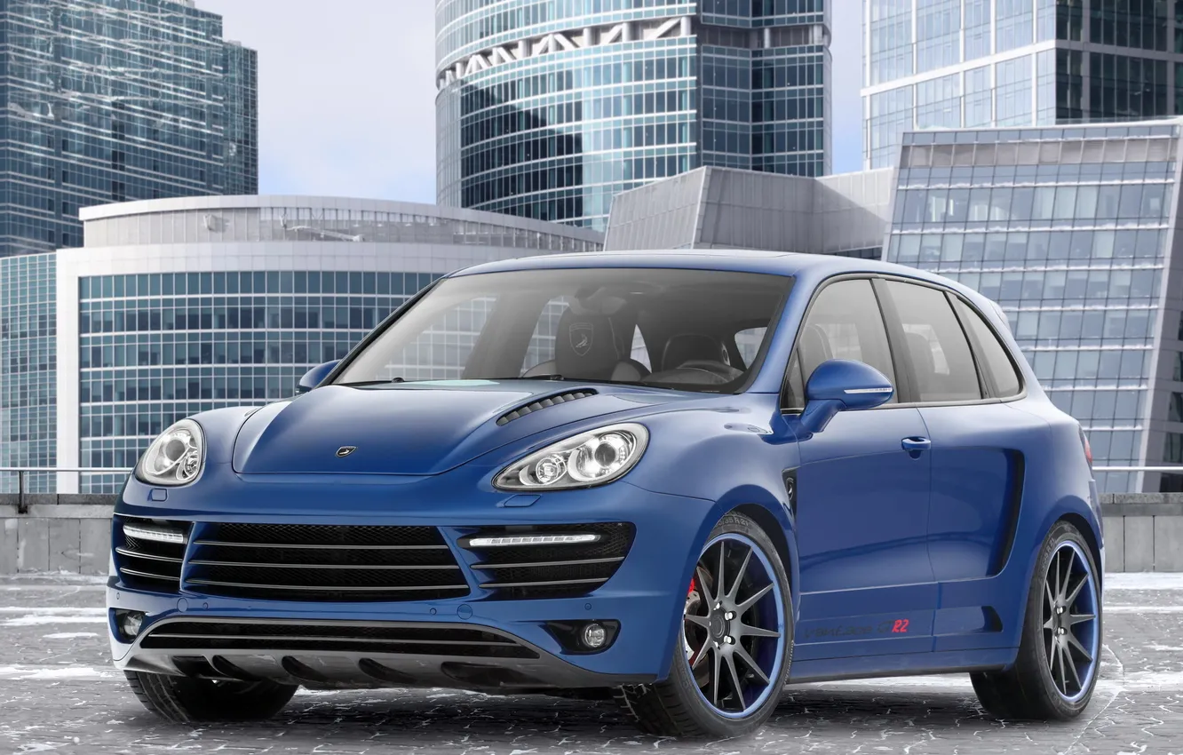 Photo wallpaper blue, tuning, Vantage, skyscrapers, Porsche, GTR, Porsche, tuning