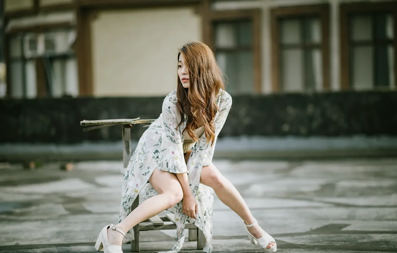 Photo wallpaper girl, background, Asian