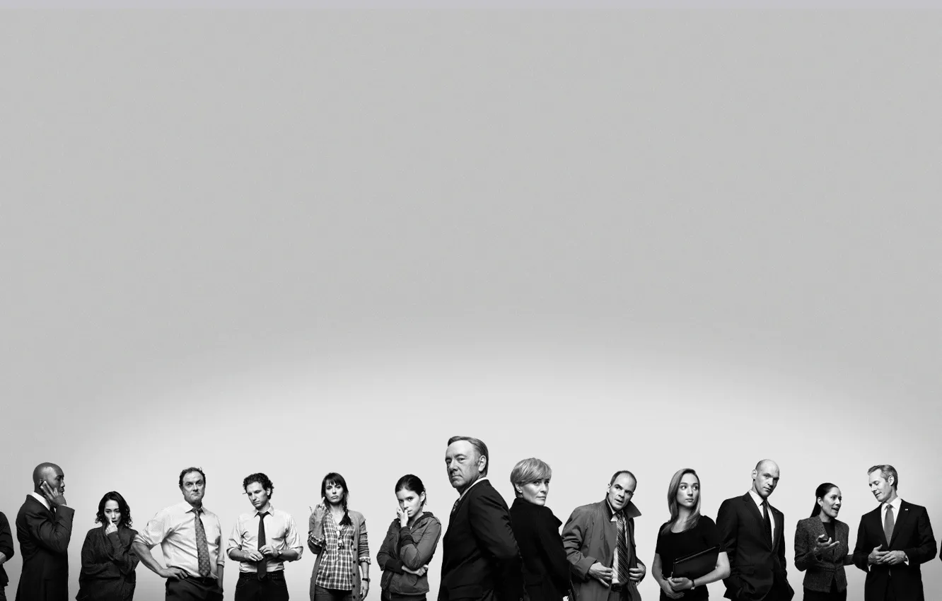 Photo wallpaper actors, black and white, Kate Mara, characters, actresses, TV series, House of Cards, Kevin Spacey