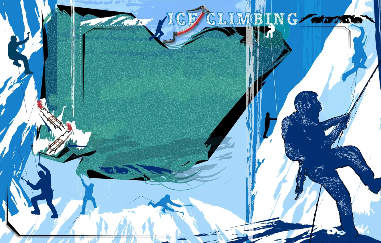 Photo wallpaper ice, snow, mountains, abstraction, Wallpaper, vector, silhouette, climbing