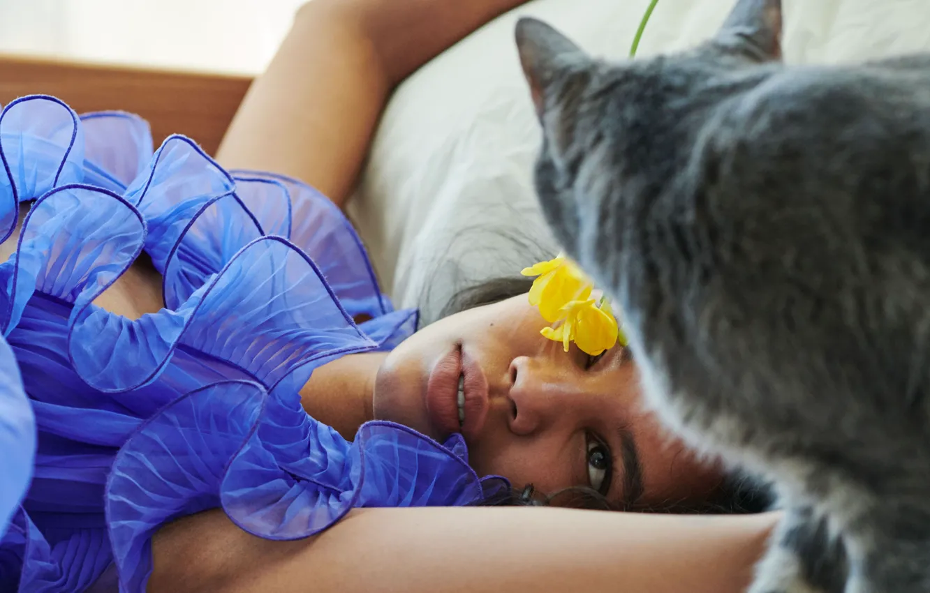 Photo wallpaper cat, girl, fashion, fashion, isolation, Jordan Daniels, Jordan Daniels, Self-isolation