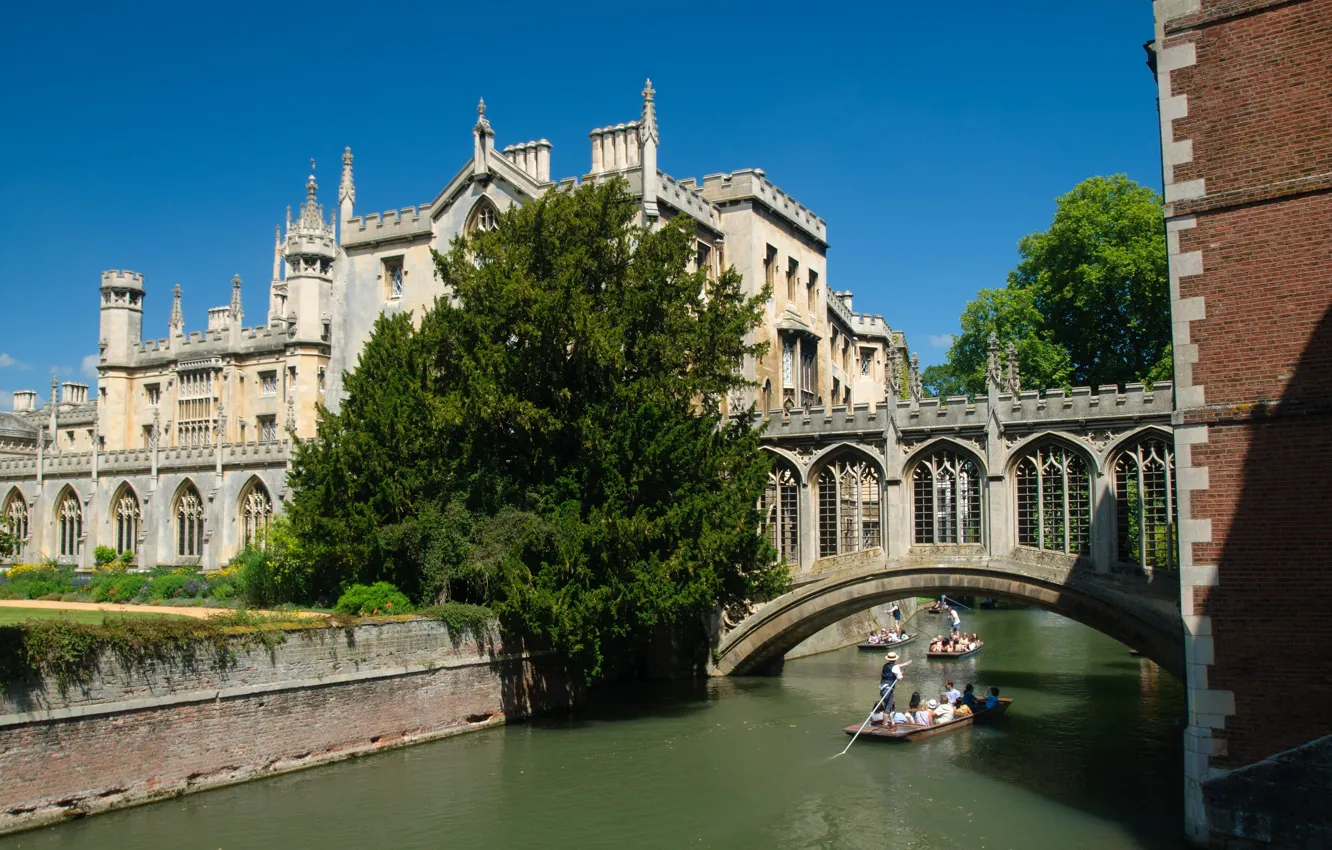 Photo wallpaper bridge, England, channel, Cambridge