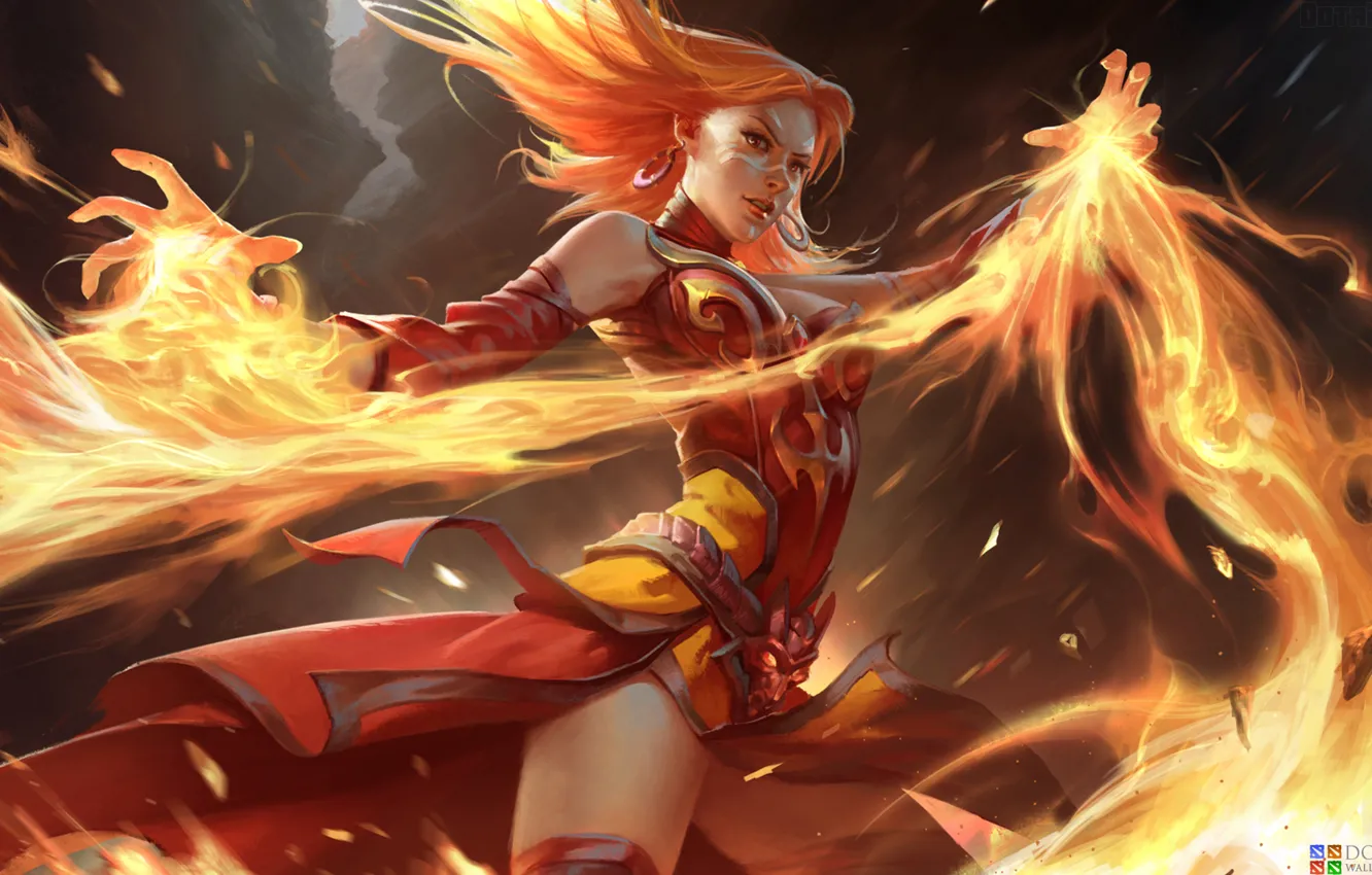 Photo wallpaper lights, dota2, Lina