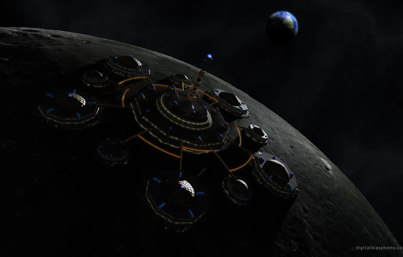 Photo wallpaper moon, Earth, cosmos