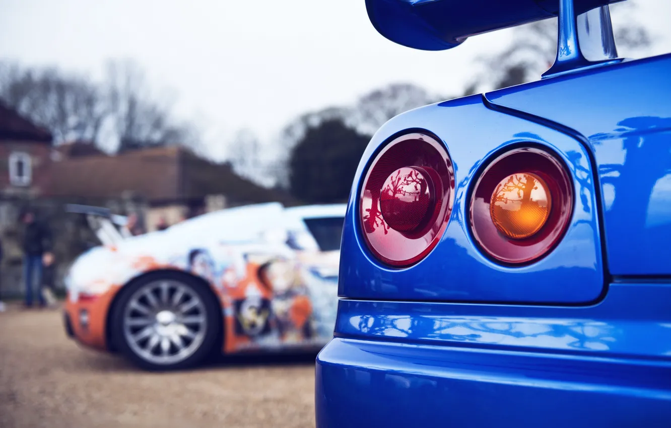 Photo wallpaper Bugatti, Bugatti, Veyron, Nissan, Veyron, Nissan, GT-R, Coupe