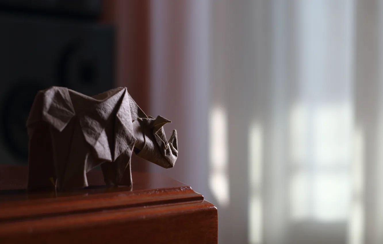 Photo wallpaper paper, Rhino, origami
