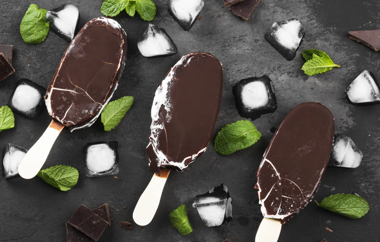 Photo wallpaper ice cream, dessert, chocolate, vanilla, sundae