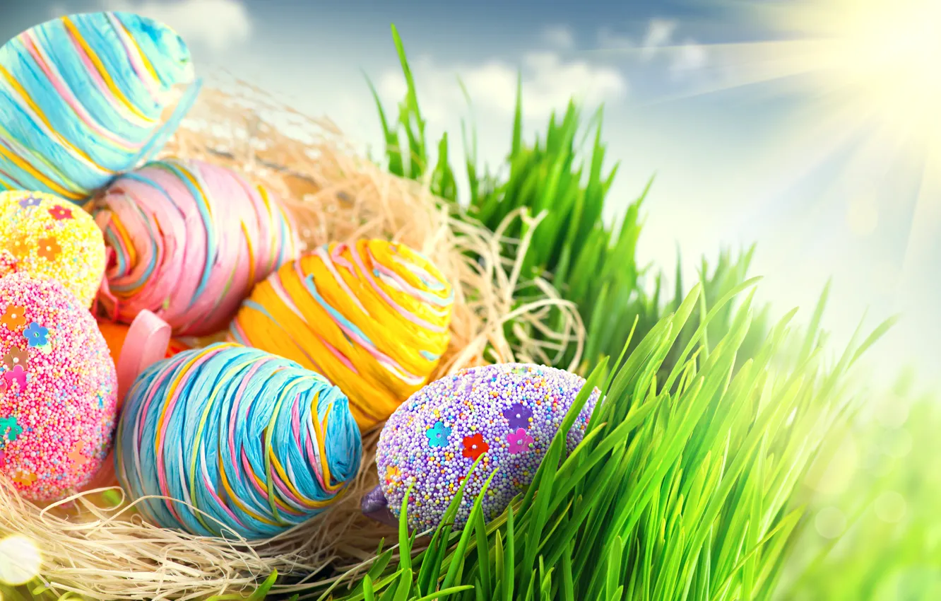 Photo wallpaper eggs, colorful, Easter, happy, colorful, spring, Easter