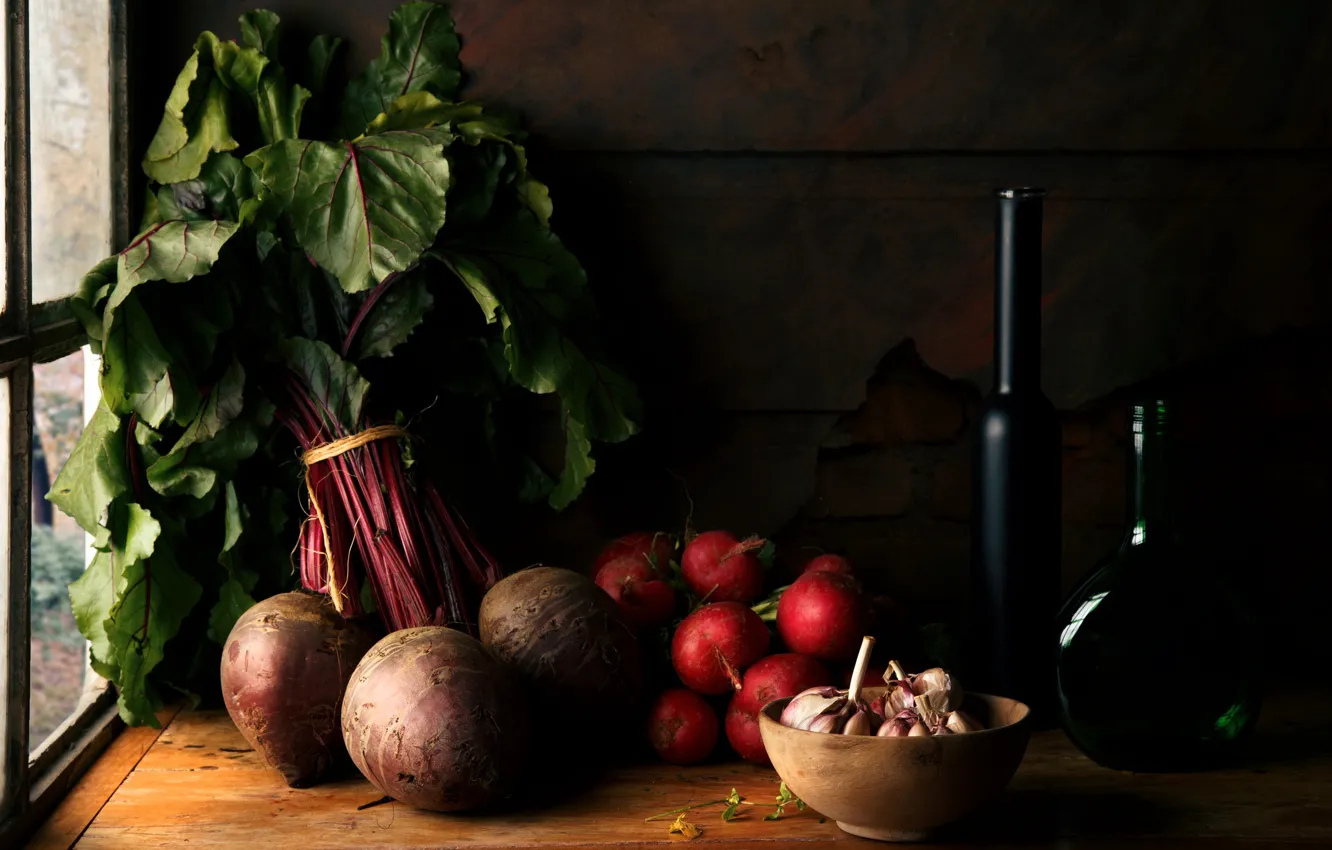 Photo wallpaper vegetables, garlic, radishes, beets, Vegetables
