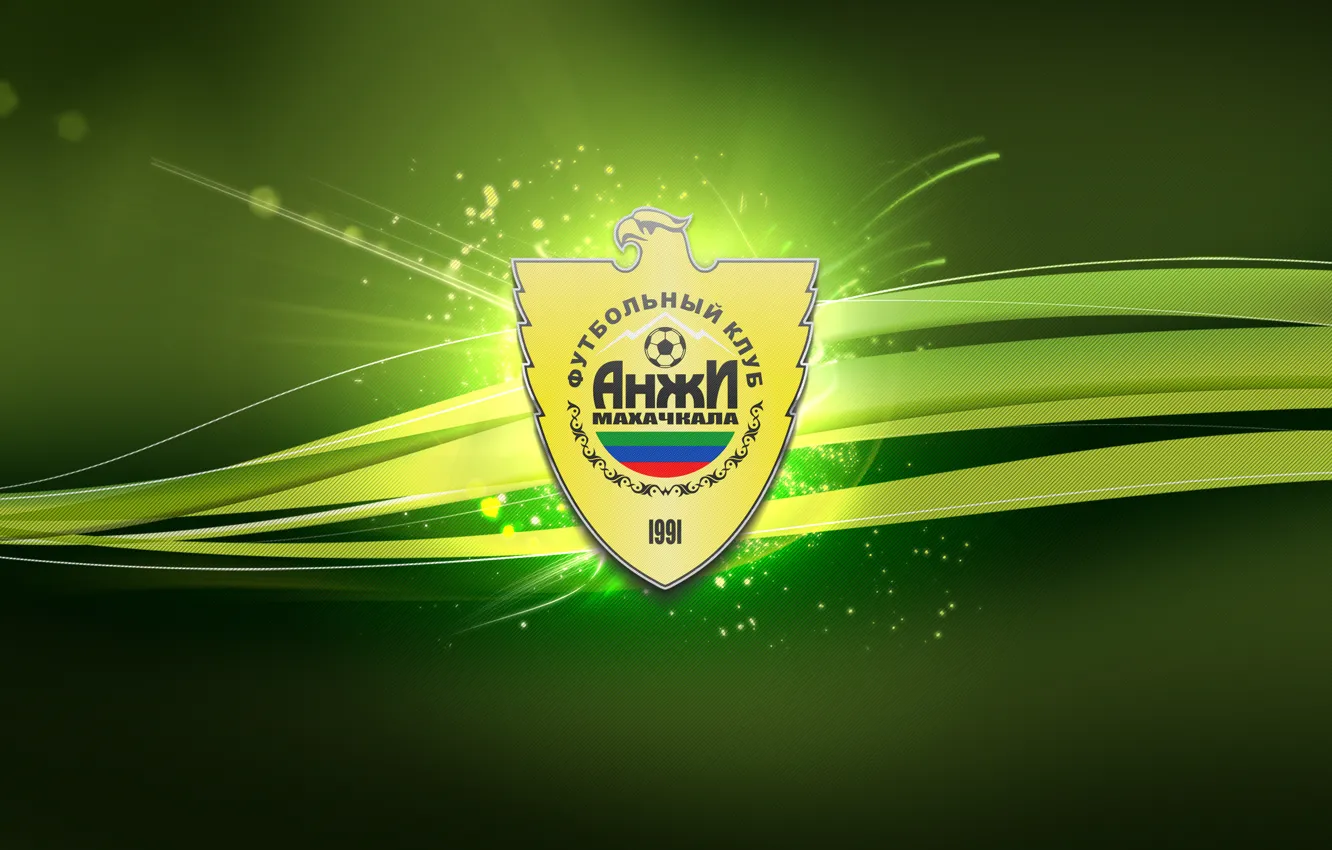 Photo wallpaper abstraction, background, emblem, green background, Football club, 1991, Anji, Makhachkala