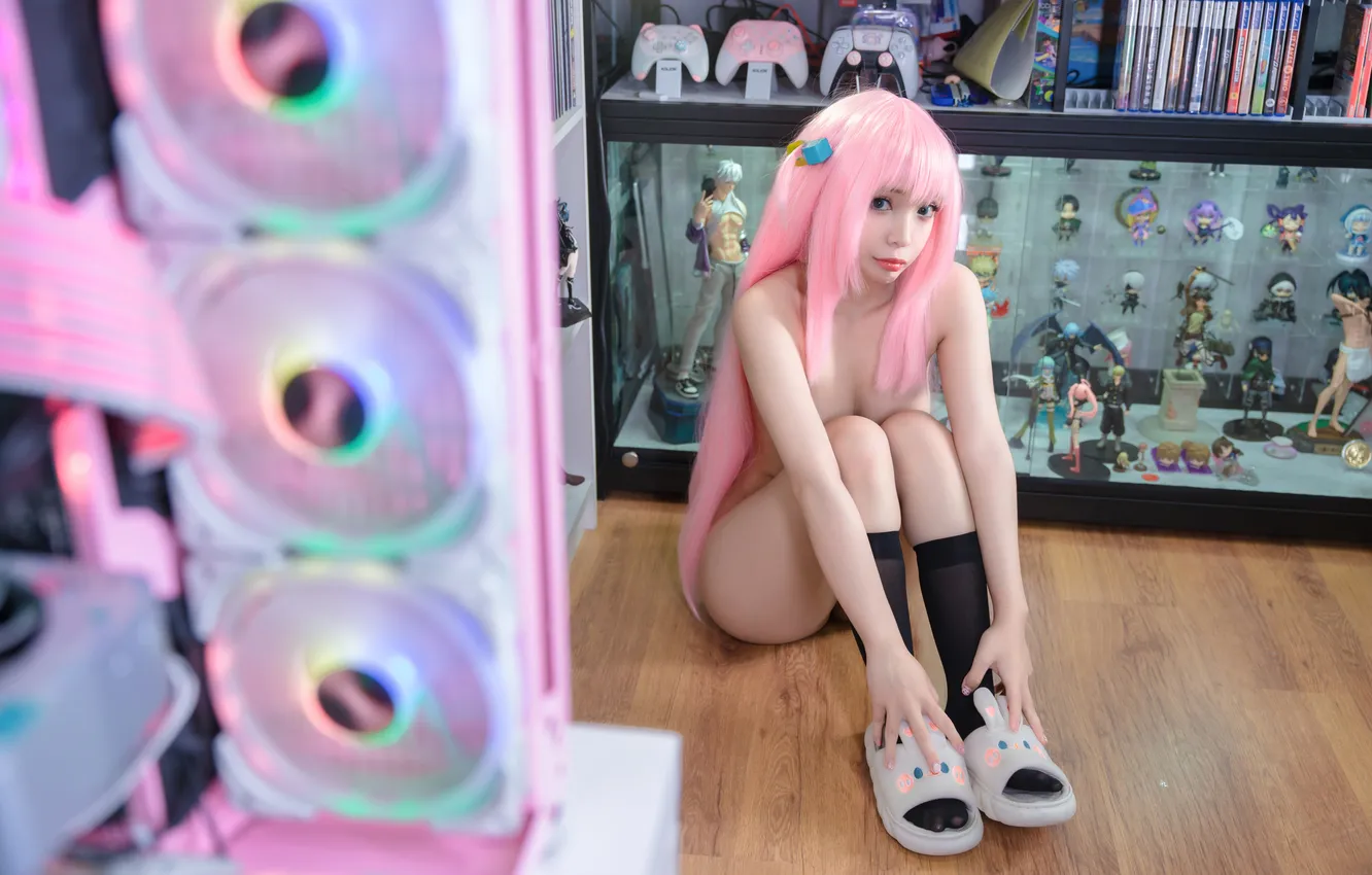 Photo wallpaper toys, legs, Asian, cutie, cosplay, leg warmers, asian, pink hair