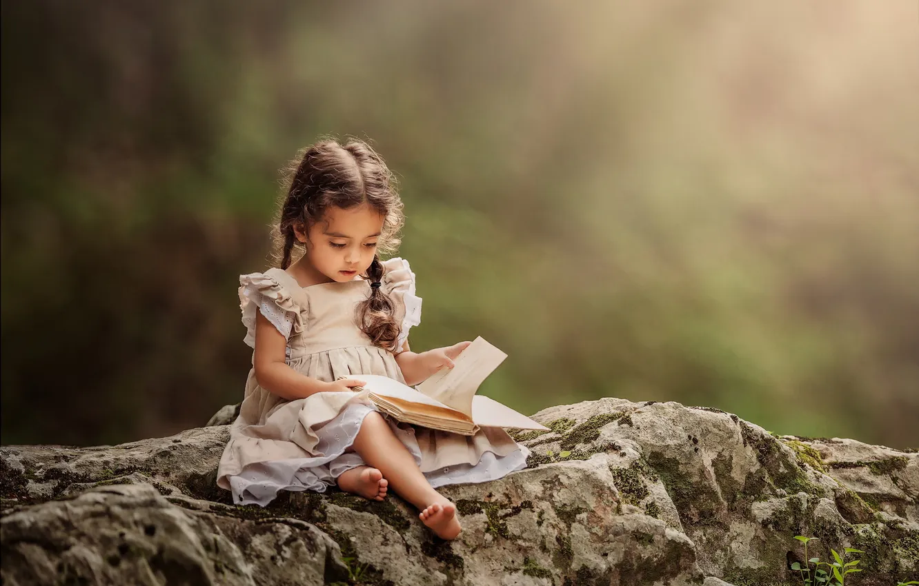 Photo wallpaper summer, girl, book